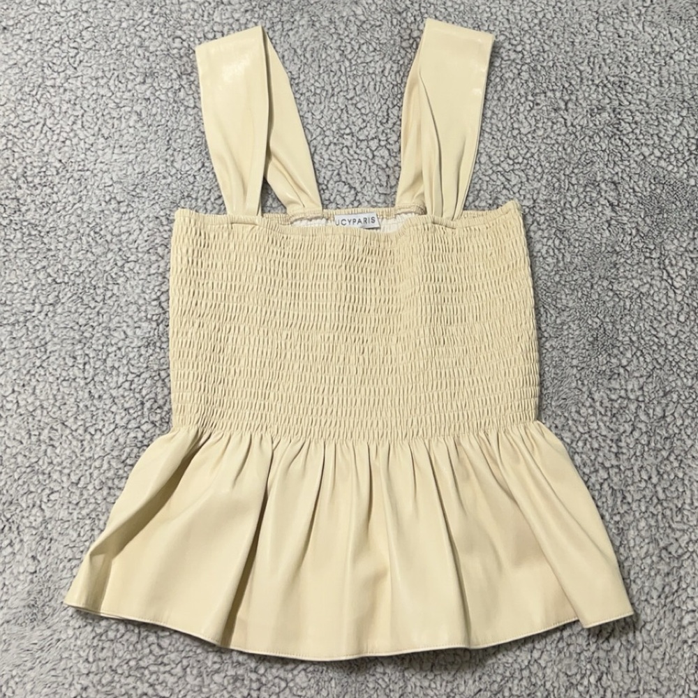 Lucy Paris Leather Smocked Top